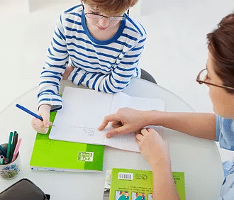 Boy in speech therapy